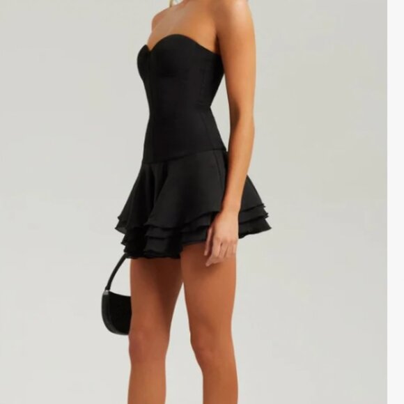Heiress Beverly Hills BLACK CORSET CHIFFON FLARED MINI DRESS - Picture 2 of 2